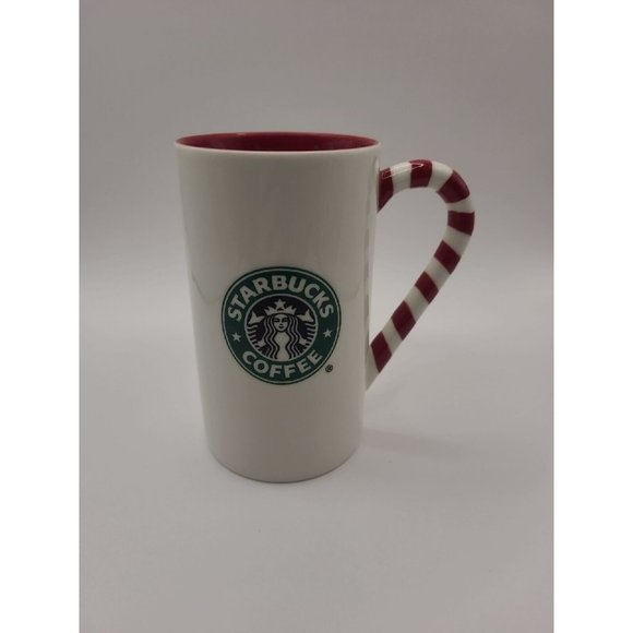 Starbucks 2009 Holiday Coffee Mug Snowflakes And Stripes - Picture 1 of 6